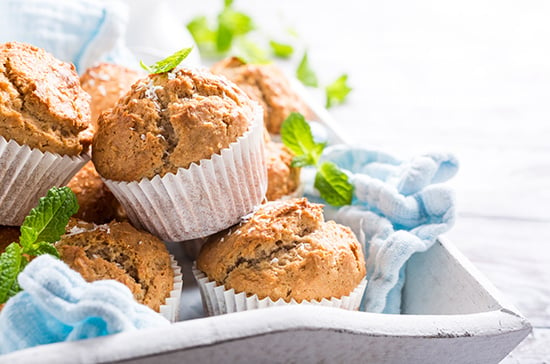 Muffins, made using potassium hydrogen carbonate